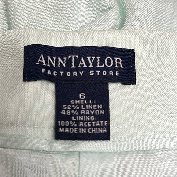 Ann Taylor Factory Mint Green Linen Cropped Wide Leg Pants, Fully Lined, 6 EUC - Picture 2 of 8